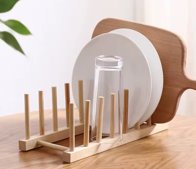 Holder, organizer for plates and other items, wooden